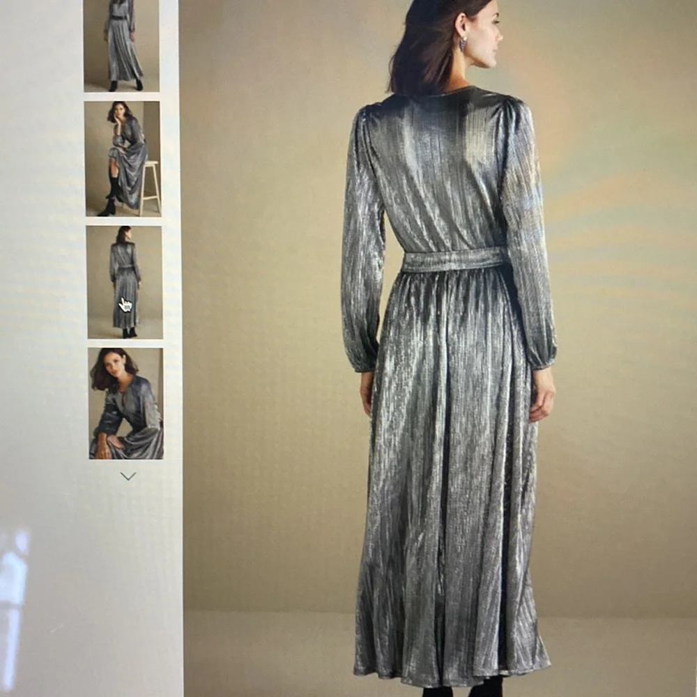 Silver maxi dress with sash NWT - Picture 2 of 6